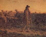 Detail of Shepherden with his sheep Jean Francois Millet